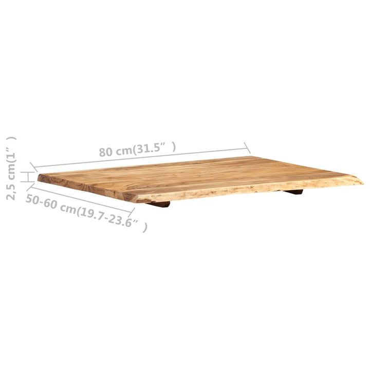 Blat De Masă, 80X(50-60)X2,5 Cm, Lemn Masiv De Acacia