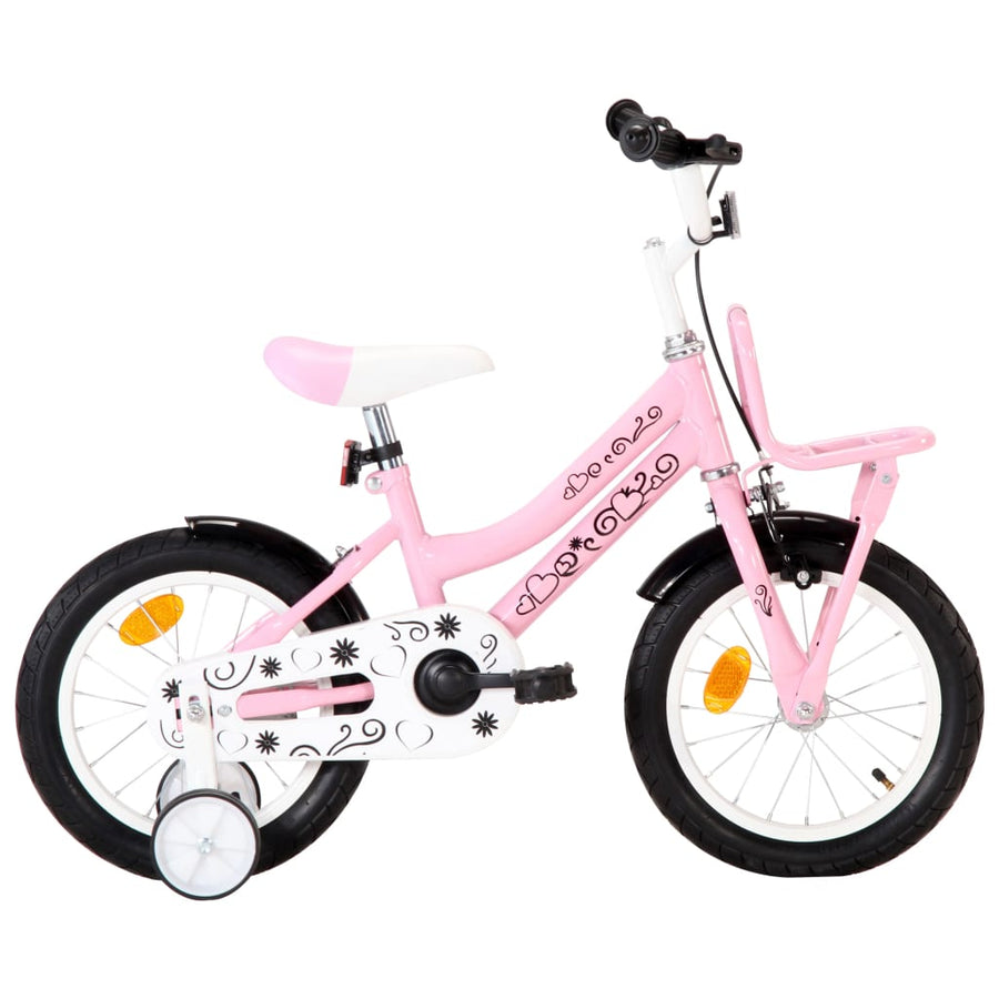 Bicicletă Copii Cu Suport Frontal, Alb Și , 14 Inci