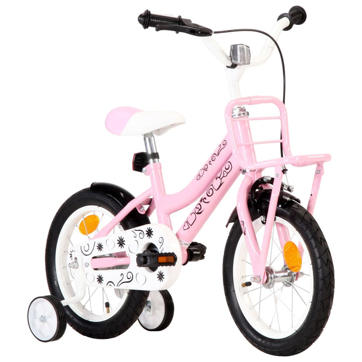 Bicicletă Copii Cu Suport Frontal, Alb Și , 14 Inci