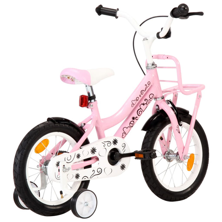 Bicicletă Copii Cu Suport Frontal, Alb Și , 14 Inci