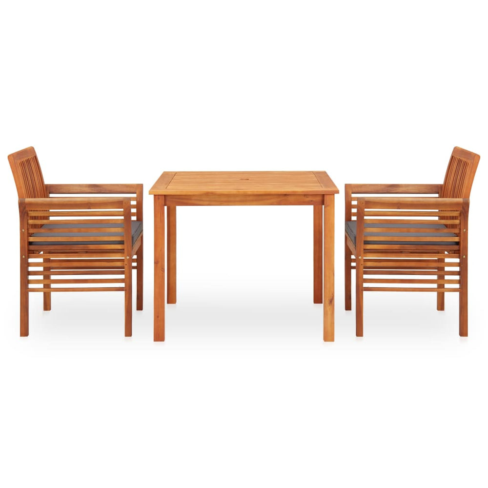 Set Mobilier De Exterior Cu Perne 3 Piese, Lemn Masiv De Acacia