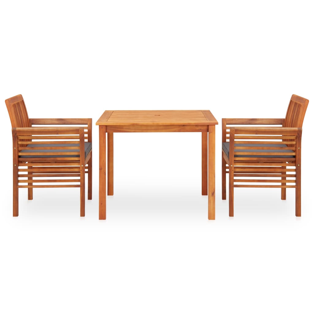 Set Mobilier De Exterior Cu Perne 3 Piese, Lemn Masiv De Acacia