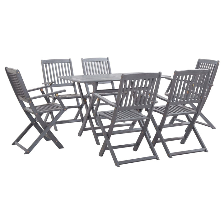Set Mobilier De Grădină, 5 Piese, Gri, Lemn Masiv De Acacia