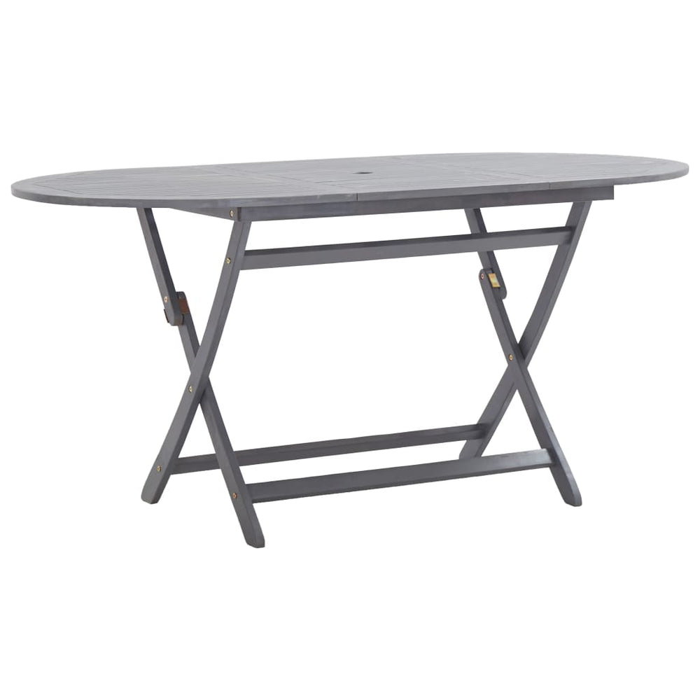 Set Mobilier De Grădină, 7 Piese, Gri, Lemn Masiv De Acacia