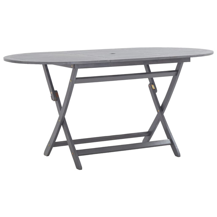 Set Mobilier De Grădină, 7 Piese, Gri, Lemn Masiv De Acacia