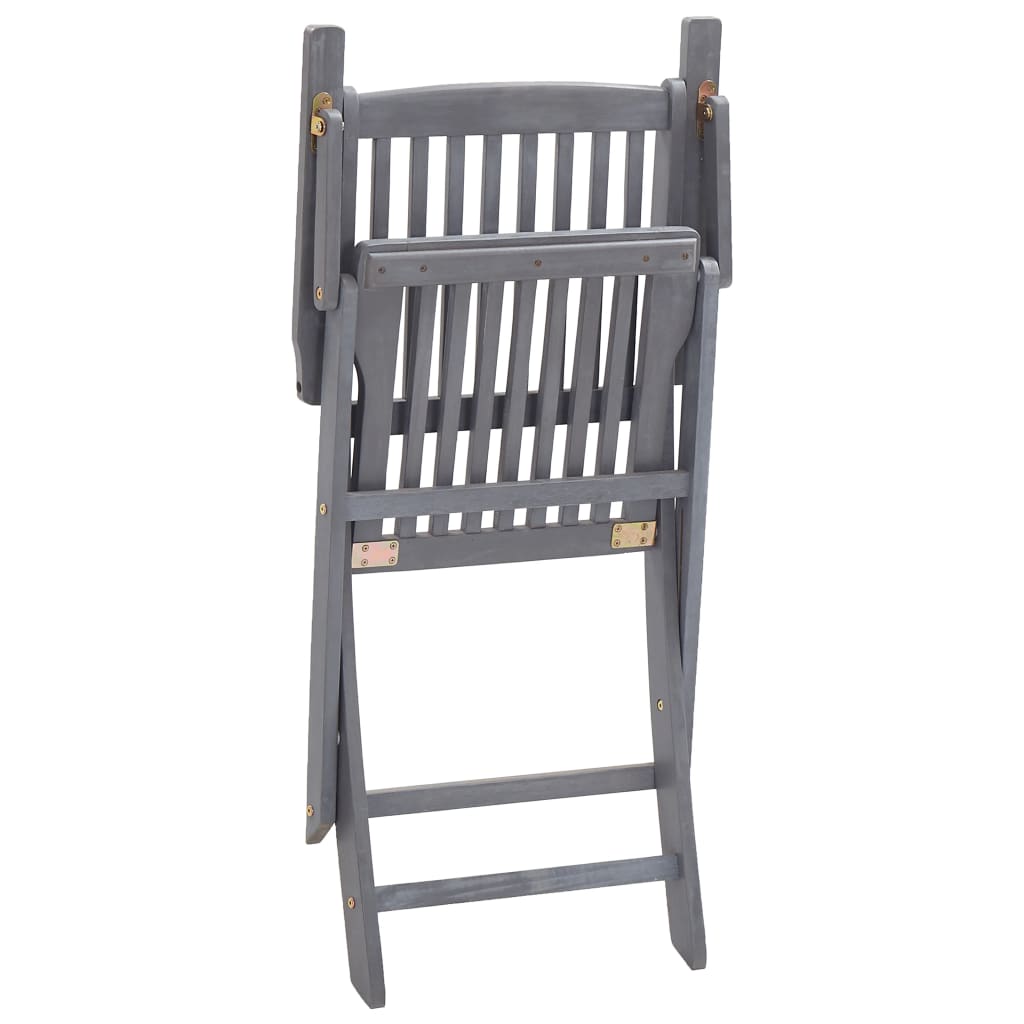 Set Mobilier De Grădină, 7 Piese, Gri, Lemn Masiv De Acacia