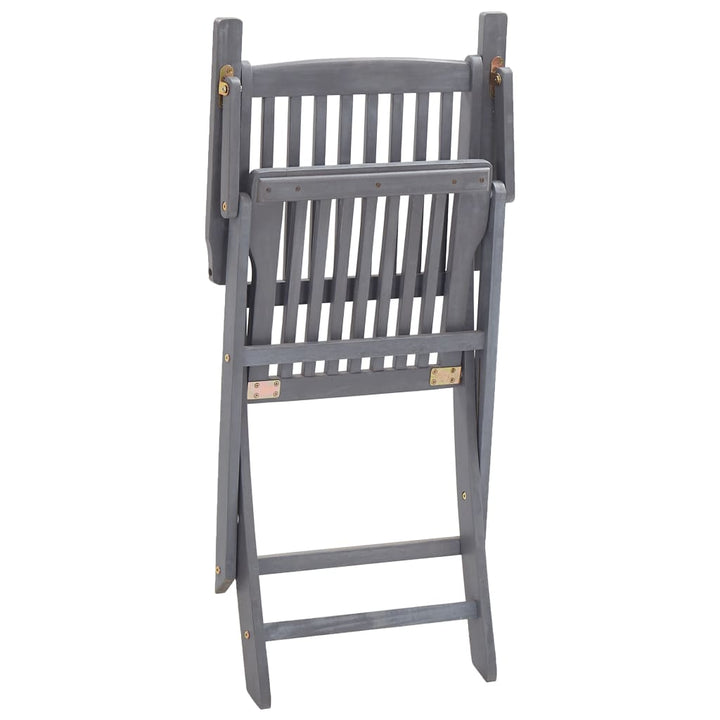 Set Mobilier De Grădină, 7 Piese, Gri, Lemn Masiv De Acacia