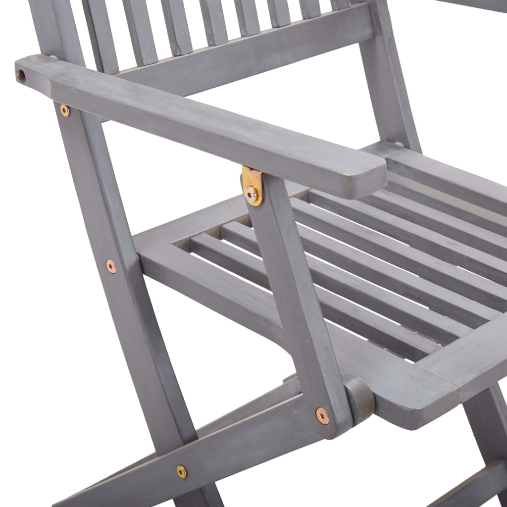 Set Mobilier De Grădină, 7 Piese, Gri, Lemn Masiv De Acacia