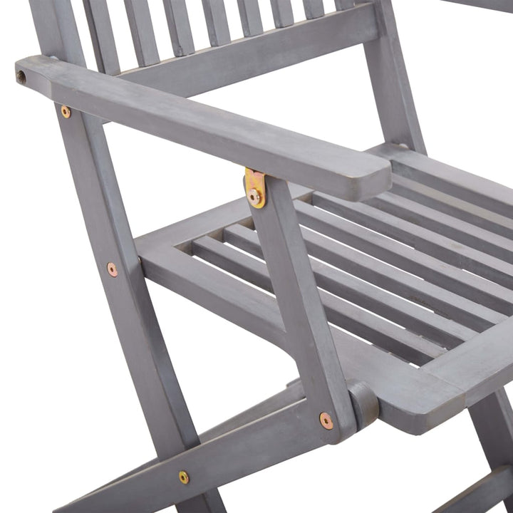 Set Mobilier De Grădină, 7 Piese, Gri, Lemn Masiv De Acacia