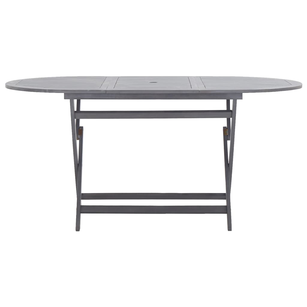 Set Mobilier De Grădină, 7 Piese, Gri, Lemn Masiv De Acacia