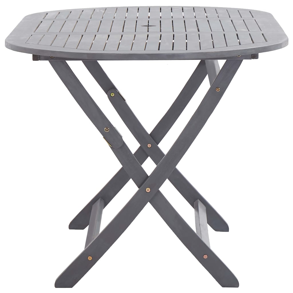 Set Mobilier De Grădină, 7 Piese, Gri, Lemn Masiv De Acacia