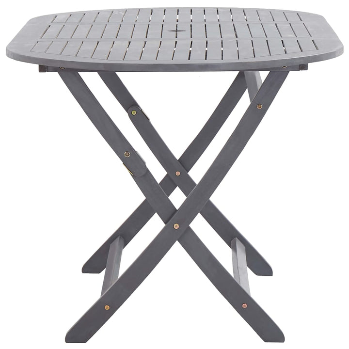 Set Mobilier De Grădină, 7 Piese, Gri, Lemn Masiv De Acacia
