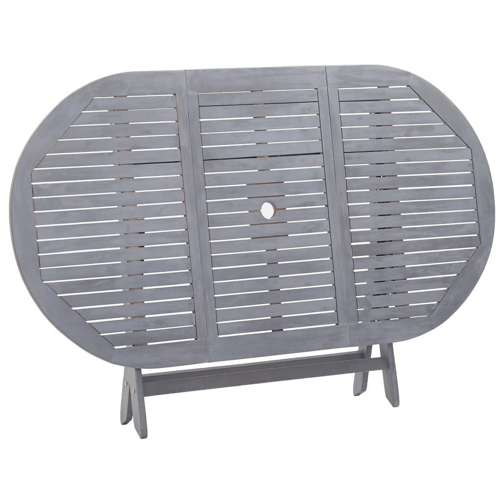 Set Mobilier De Grădină, 7 Piese, Gri, Lemn Masiv De Acacia