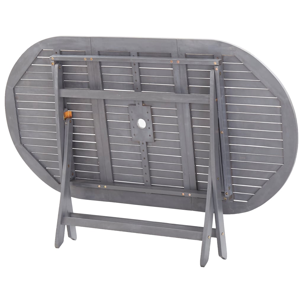 Set Mobilier De Grădină, 7 Piese, Gri, Lemn Masiv De Acacia