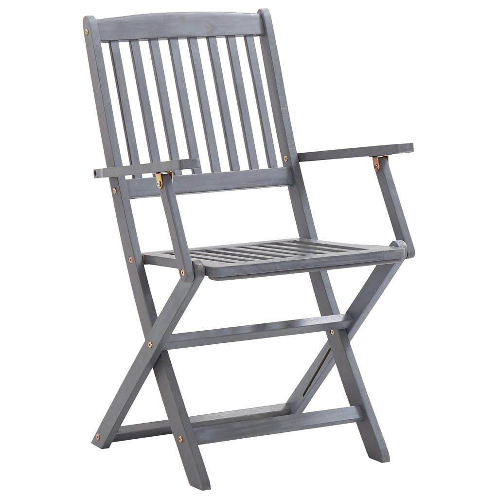 Set Mobilier De Grădină, 7 Piese, Gri, Lemn Masiv De Acacia