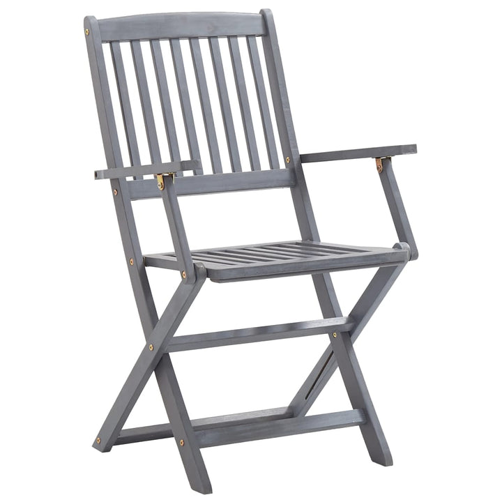 Set Mobilier De Grădină, 7 Piese, Gri, Lemn Masiv De Acacia