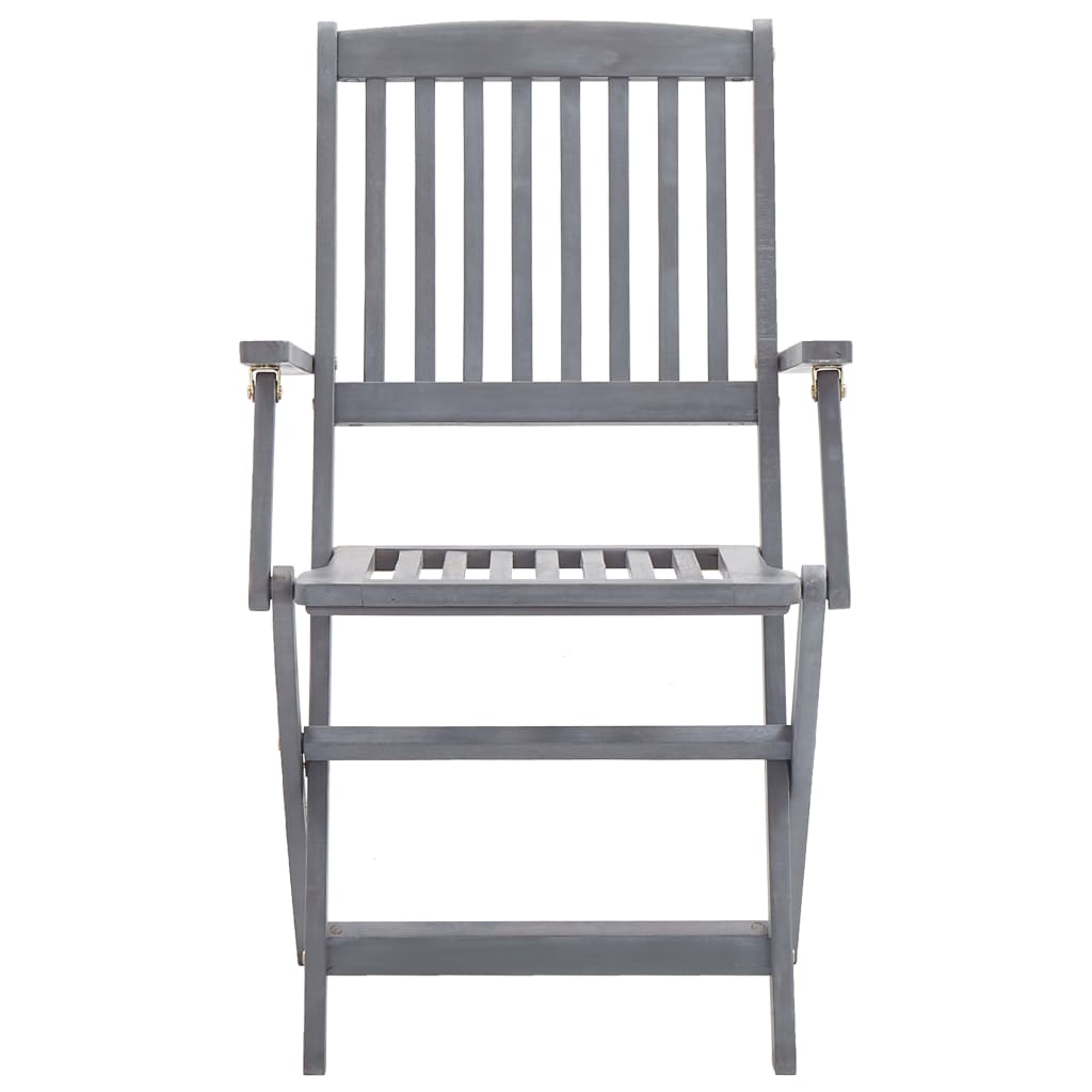 Set Mobilier De Grădină, 7 Piese, Gri, Lemn Masiv De Acacia