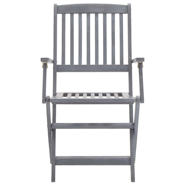 Set Mobilier De Grădină, 7 Piese, Gri, Lemn Masiv De Acacia