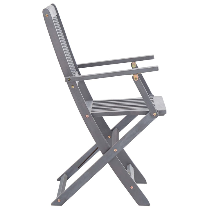 Set Mobilier De Grădină, 7 Piese, Gri, Lemn Masiv De Acacia