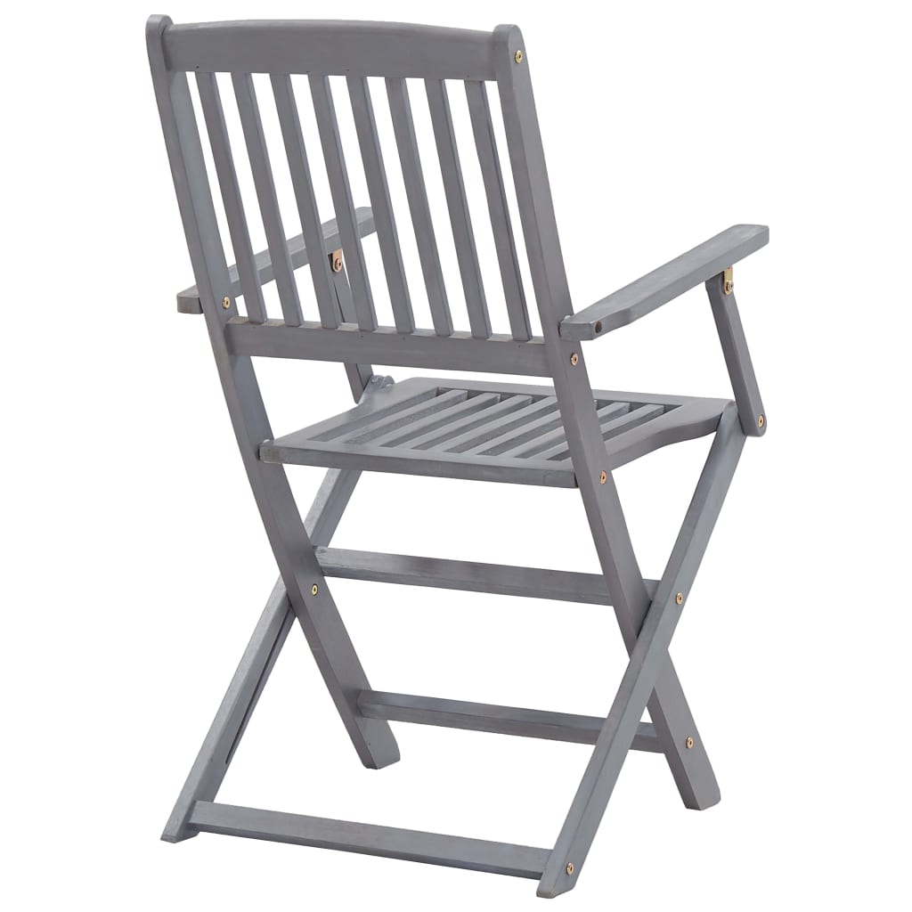 Set Mobilier De Grădină, 7 Piese, Gri, Lemn Masiv De Acacia