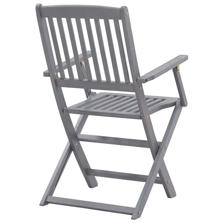Set Mobilier De Grădină, 7 Piese, Gri, Lemn Masiv De Acacia