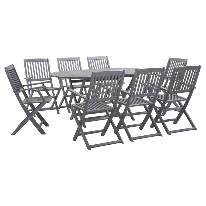Set Mobilier De Grădină, 7 Piese, Gri, Lemn Masiv De Acacia