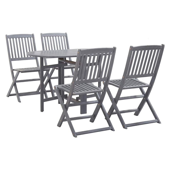 Set Mobilier De Grădină, 5 Piese, Gri, Lemn Masiv De Acacia