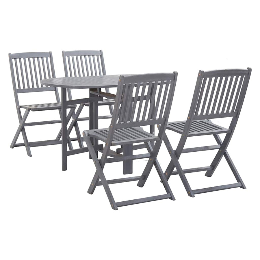 Set Mobilier De Grădină, 5 Piese, Gri, Lemn Masiv De Acacia
