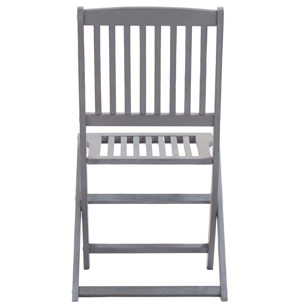 Set Mobilier De Grădină, 5 Piese, Gri, Lemn Masiv De Acacia