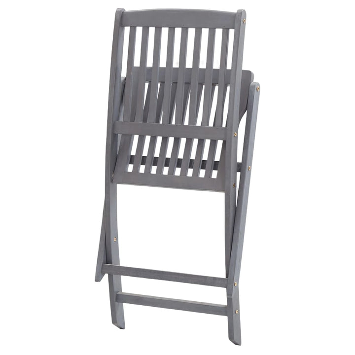 Set Mobilier De Grădină, 5 Piese, Gri, Lemn Masiv De Acacia
