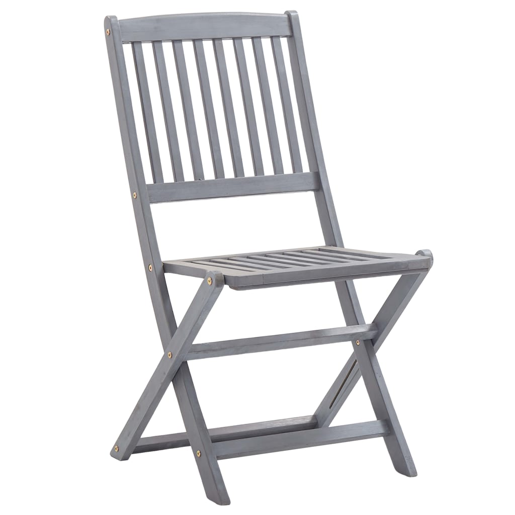 Set Mobilier De Grădină, 5 Piese, Gri, Lemn Masiv De Acacia