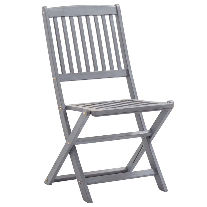 Set Mobilier De Grădină, 5 Piese, Gri, Lemn Masiv De Acacia