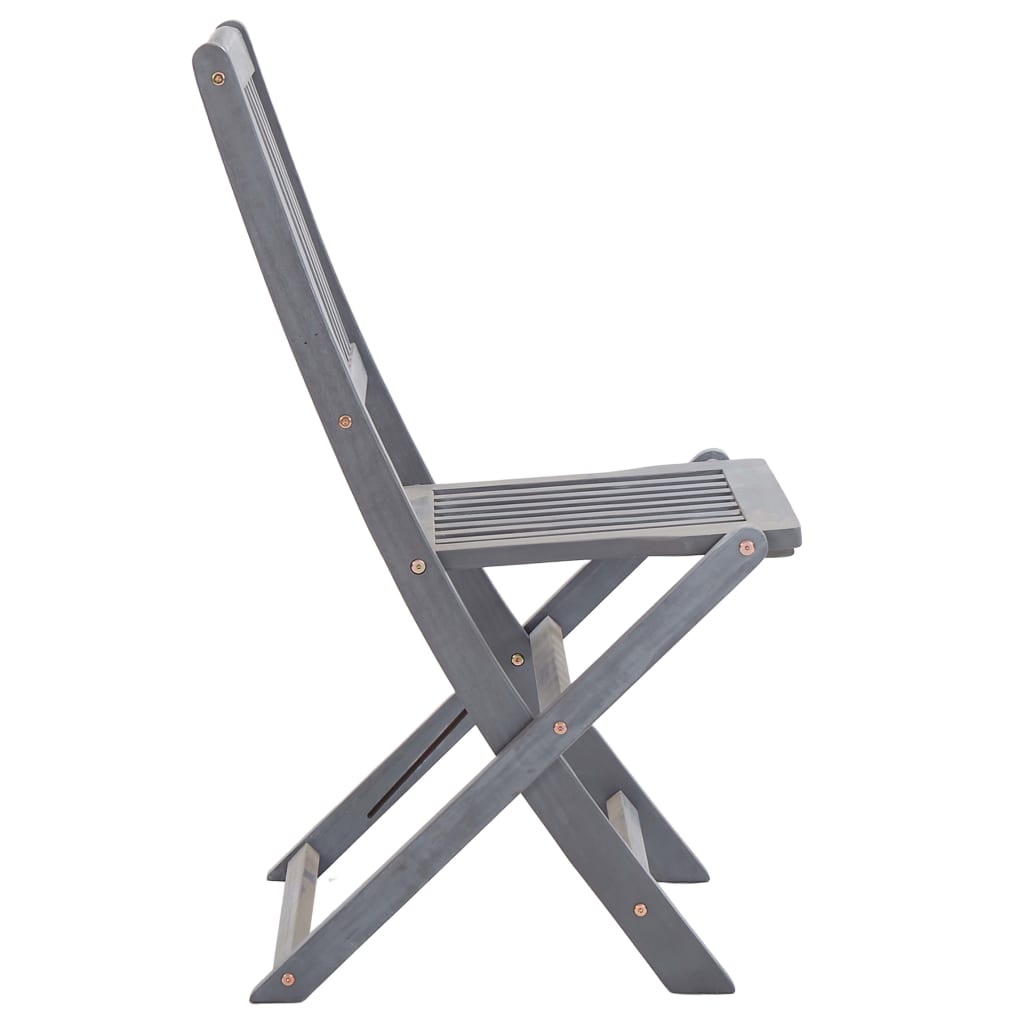 Set Mobilier De Grădină, 5 Piese, Gri, Lemn Masiv De Acacia