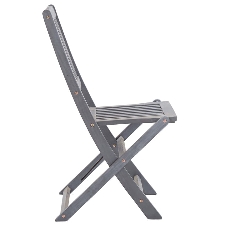 Set Mobilier De Grădină, 5 Piese, Gri, Lemn Masiv De Acacia