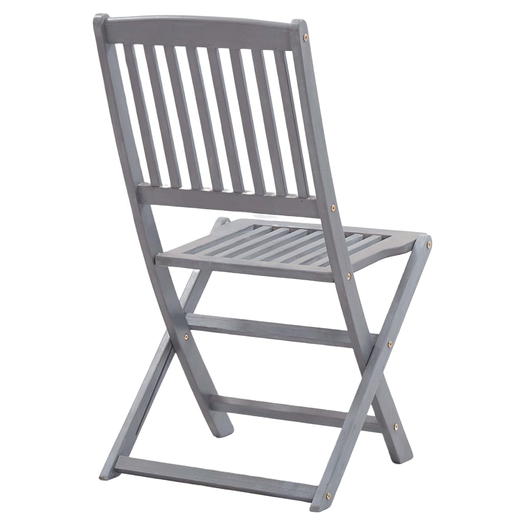 Set Mobilier De Grădină, 5 Piese, Gri, Lemn Masiv De Acacia
