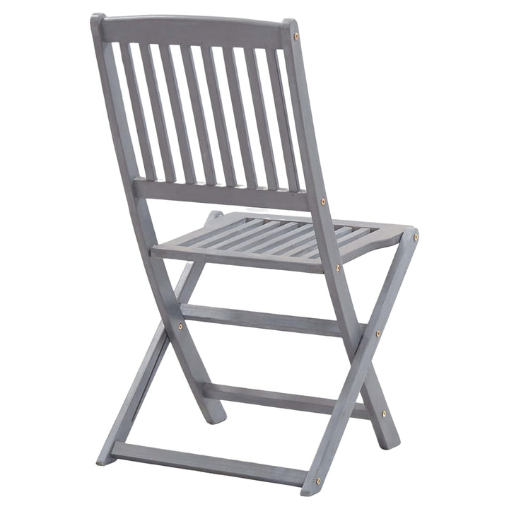 Set Mobilier De Grădină, 5 Piese, Gri, Lemn Masiv De Acacia