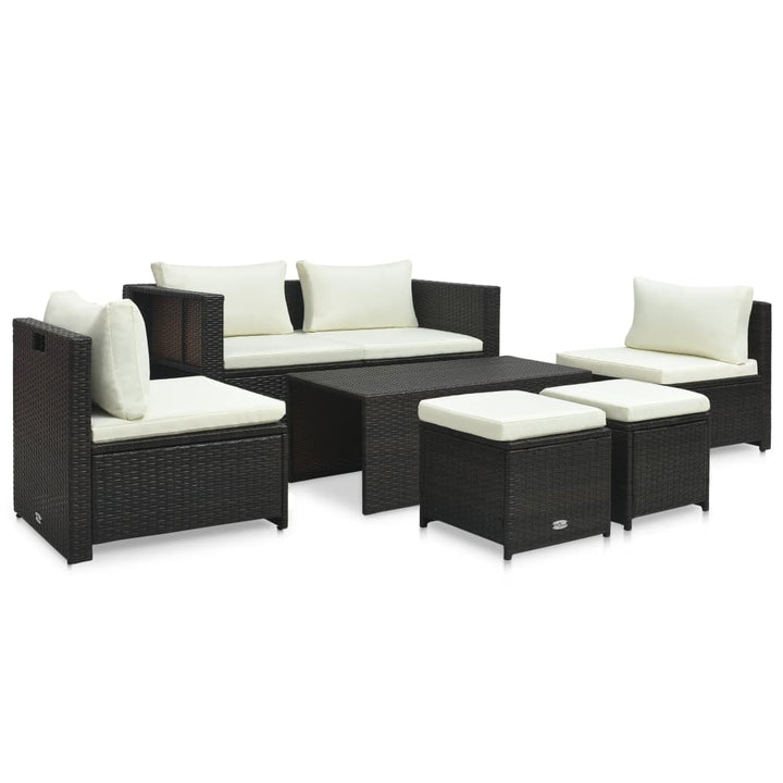 Set Mobilier De Grădină Cu Perne, 6 Piese, , Poliratan