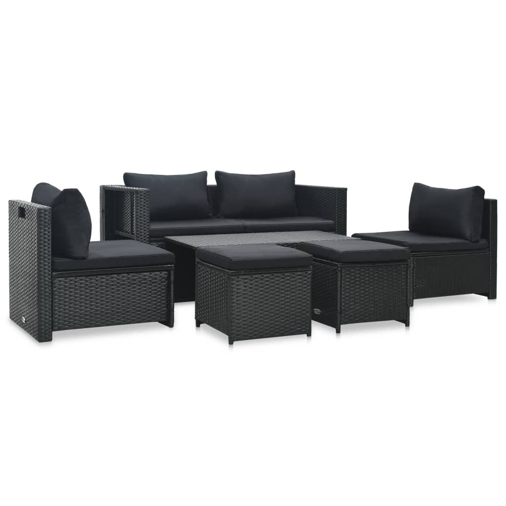 Set Mobilier De Grădină Cu Perne, 6 Piese, , Poliratan