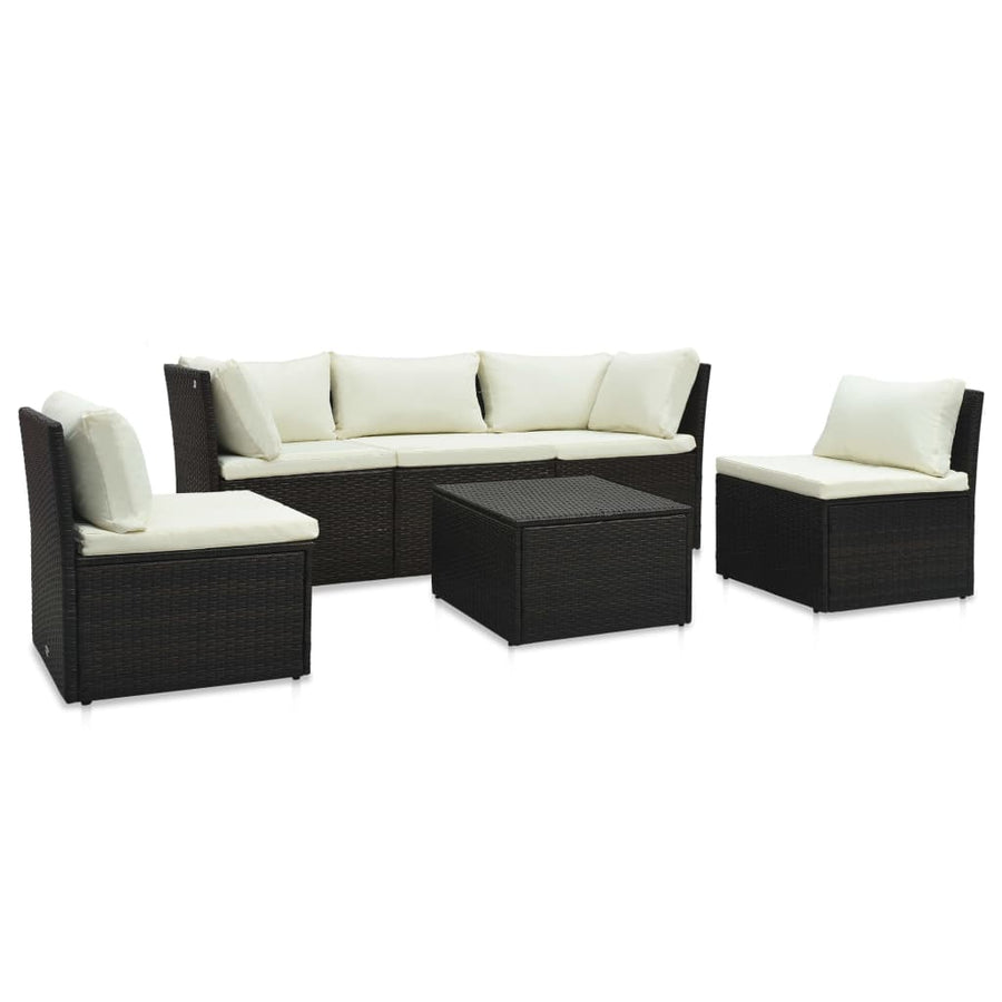 Set Mobilier De Grădină Cu Perne, 4 Piese, Maro, Poliratan