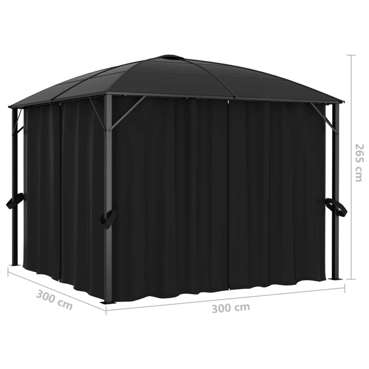 Pavilion Cu Perdele, Antracit, 300 X 300 X 265 Cm