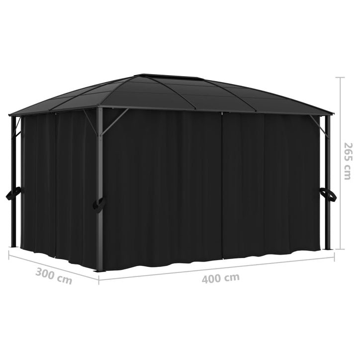 Pavilion Cu Perdele, Antracit, 400 X 300 X 265 Cm