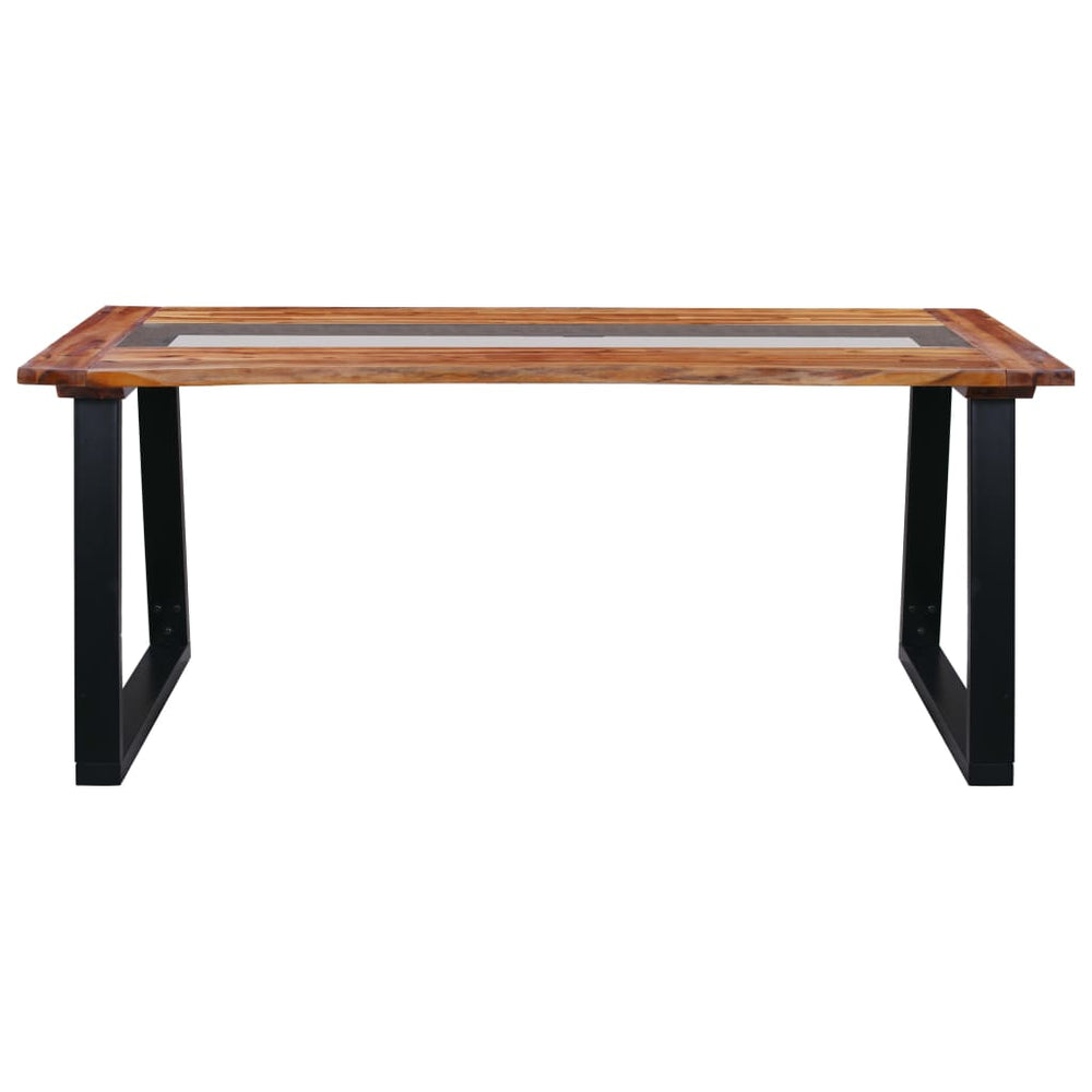 Masă De Bucătărie, 180X90X75 Cm, Lemn Masiv Acacia & Sticlă