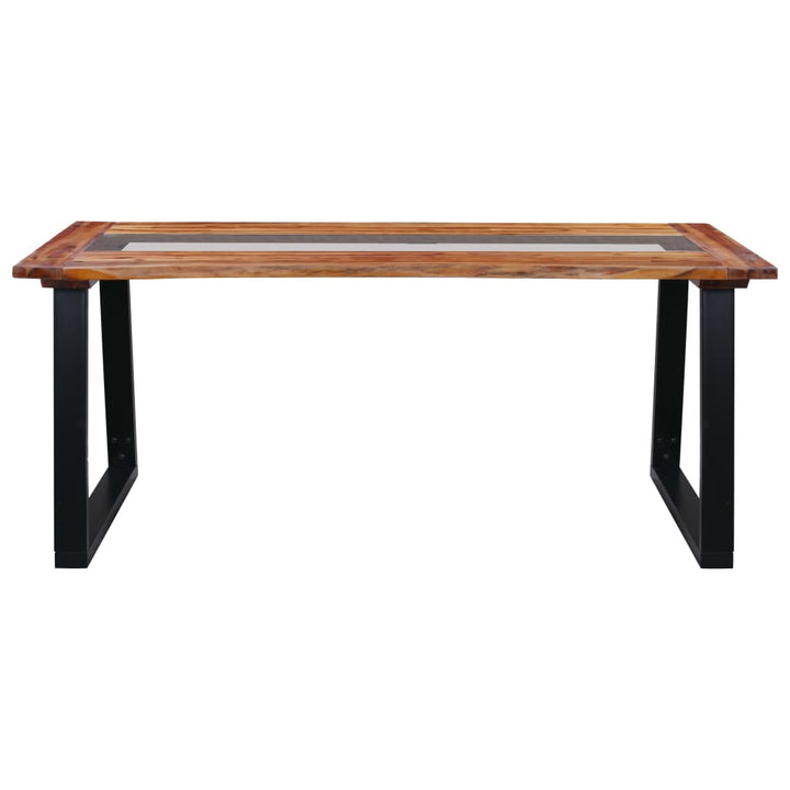 Masă De Bucătărie, 180X90X75 Cm, Lemn Masiv Acacia & Sticlă