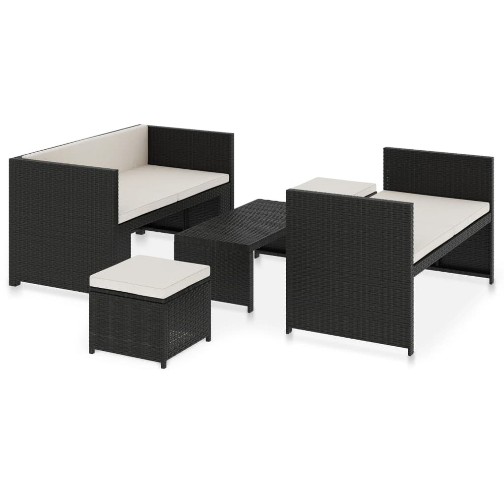 Set Mobilier De Grădină Cu Perne, 5 Piese, , Poliratan
