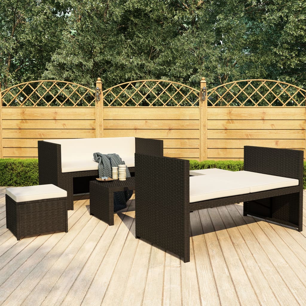 Set Mobilier De Grădină Cu Perne, 5 Piese, , Poliratan