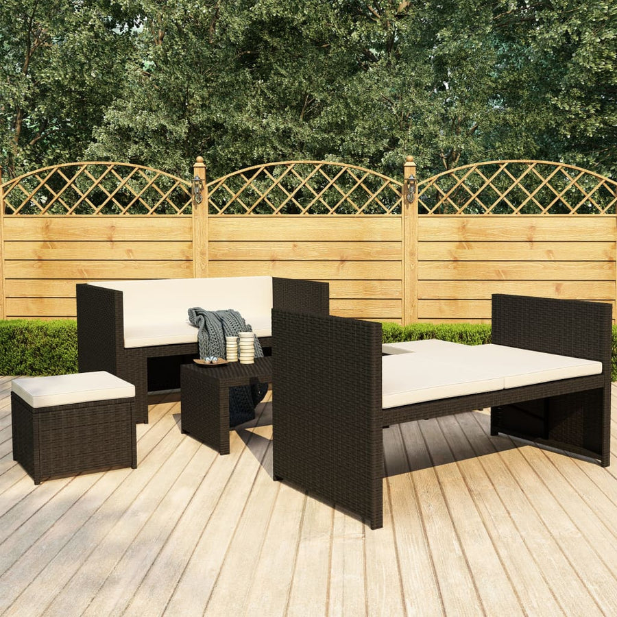 Set Mobilier De Grădină Cu Perne, 5 Piese, , Poliratan
