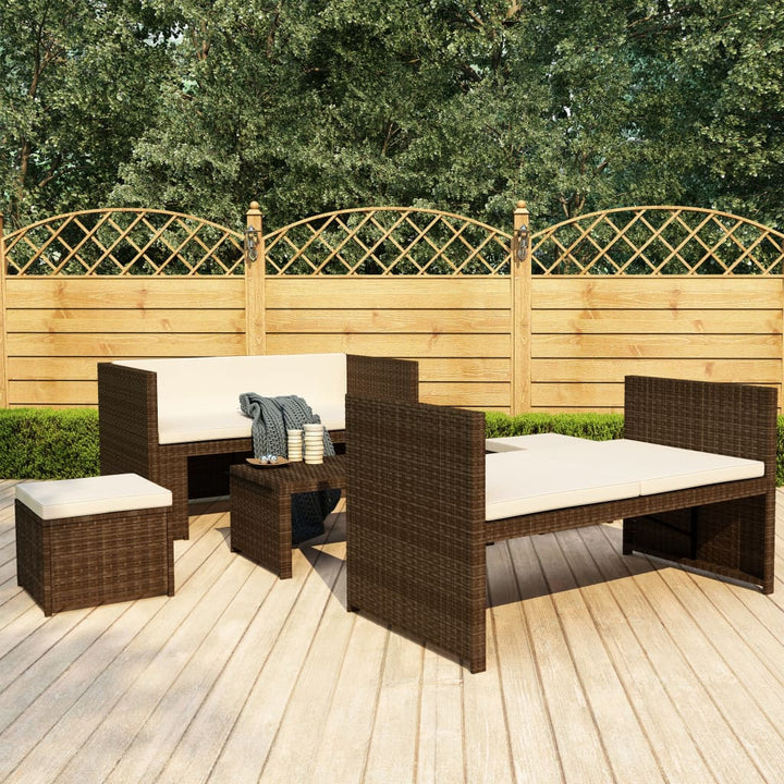 Set Mobilier De Grădină Cu Perne, 5 Piese, , Poliratan