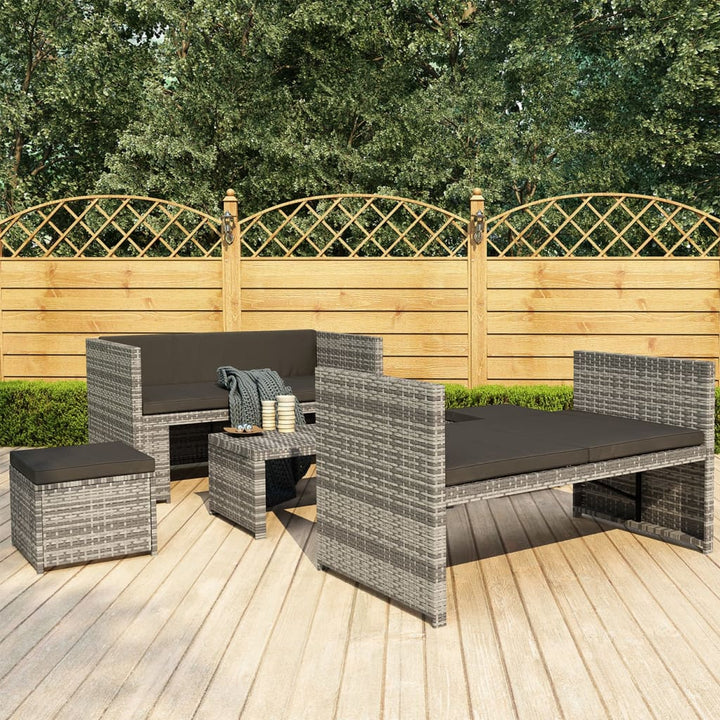 Set Mobilier De Grădină Cu Perne, 5 Piese, , Poliratan