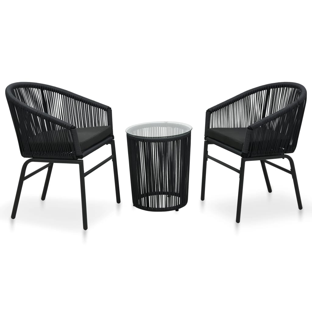 Set Mobilier De Bistro Cu Perne, 3 Piese, , Ratan Pe