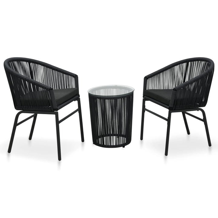 Set Mobilier De Bistro Cu Perne, 3 Piese, , Ratan Pe